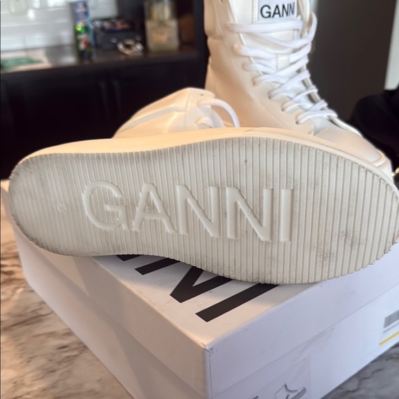 Ganni White Sneakers High-Top Sold out in stores Women’s Sz 9 or 39 Authentic - Picture 5 of 17